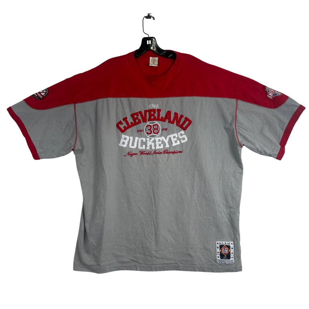 Cleveland Buckeyes Headgear Embroidered T-Shirt Men 3XL Red Grey NLBM Baseball